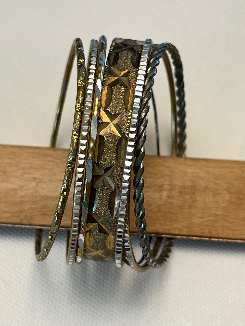 Gold and Silver Mixed Metal Bangle Set